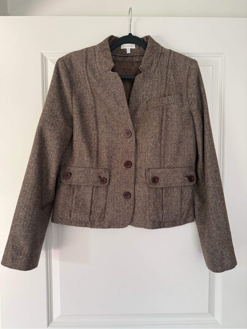 Kookai Brown Tweed Tailored Blazer